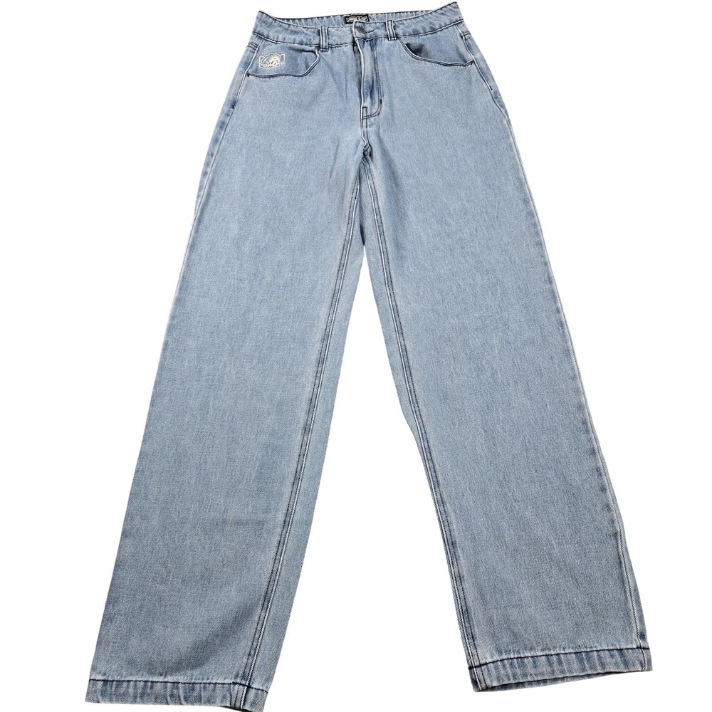 Lurking Class Jeans Womens 6 Blue Wash High Rise Wide Leg Embroidered Denim